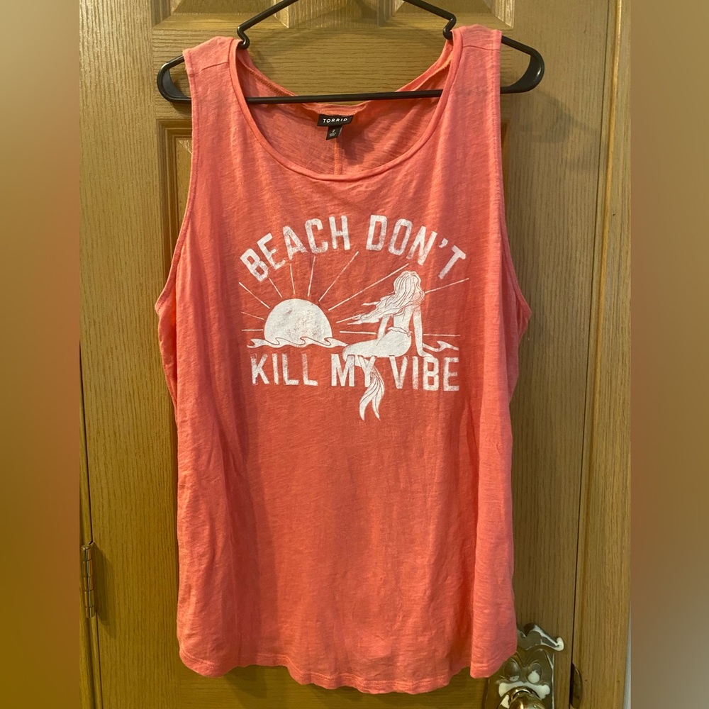 2X Torrid Beach Vibes Coral Slub Jersey Tank